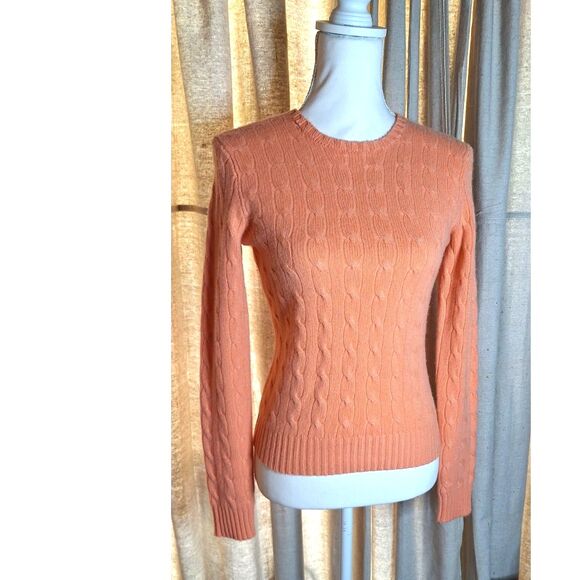 Ralph Lauren Black Label Pink Cable-Knit Slim Fit Cashmere Sweater Size M - Picture 1 of 7